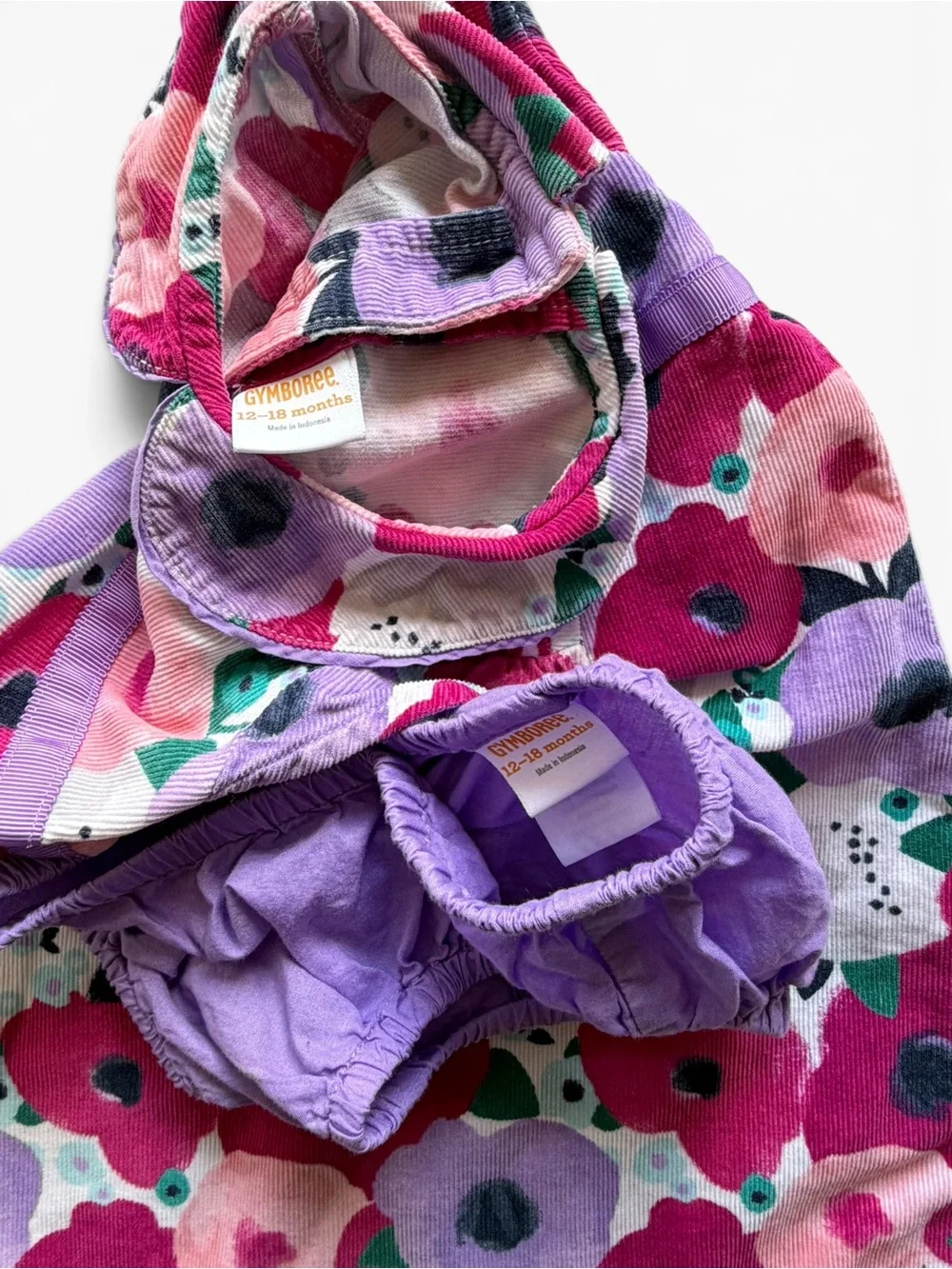 Gymboree Corduroy Floral Bow Dress in Pink, Purple, Green